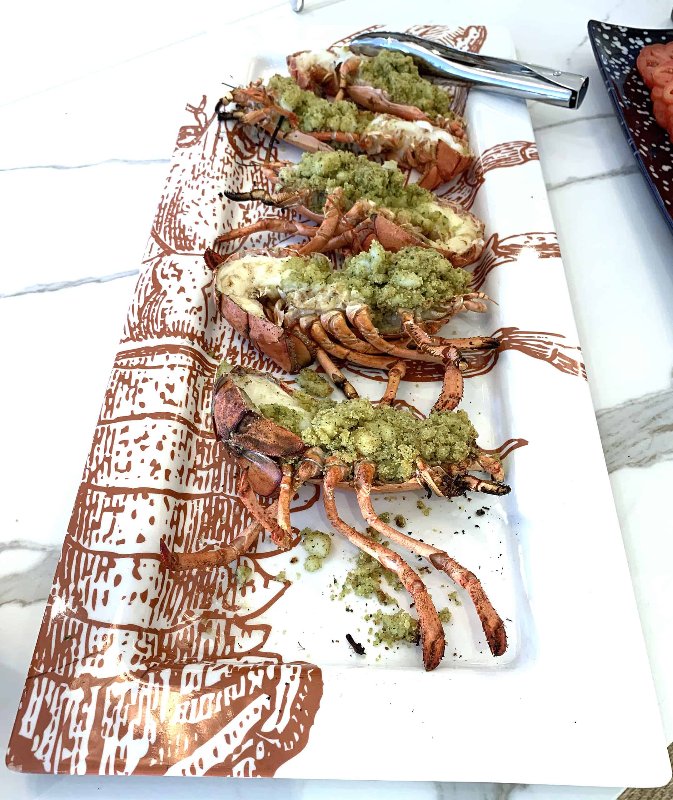 Baked Breaded Lobster dish with herbs